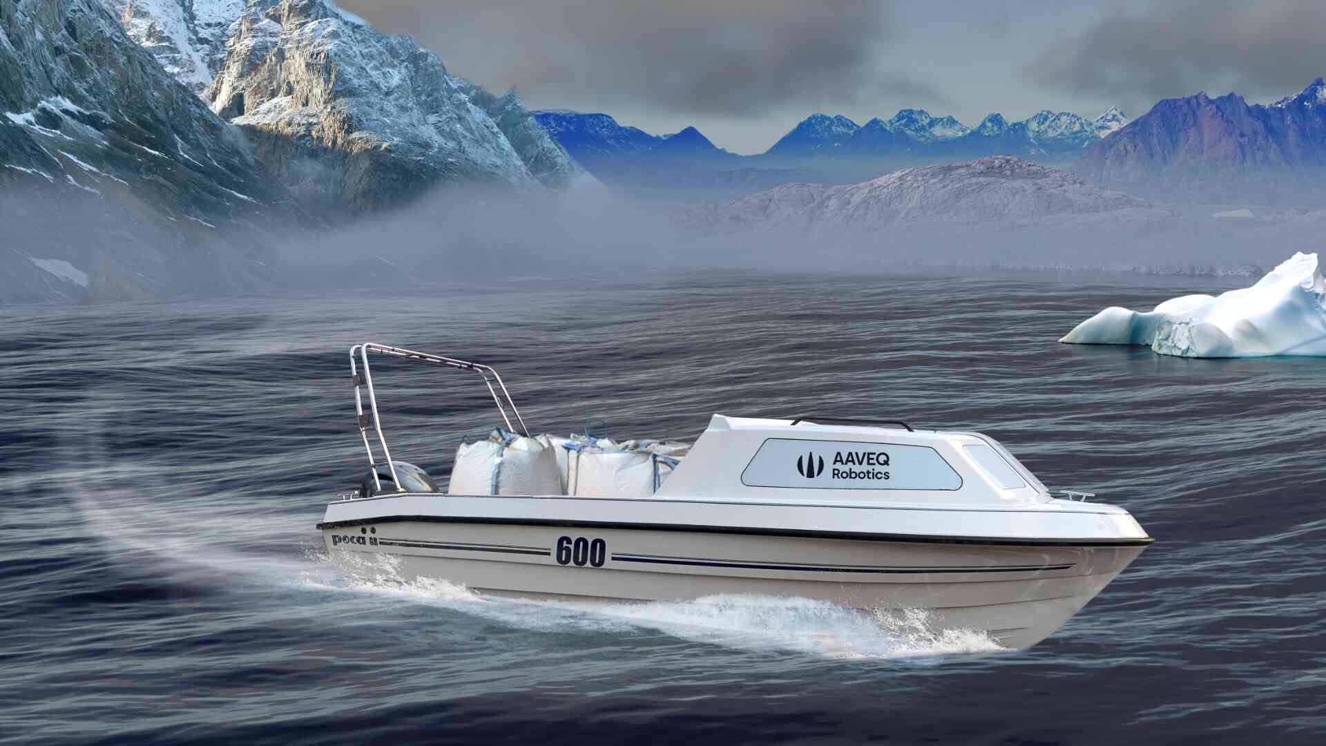 Magne showing off AAVEQ's smaller boat